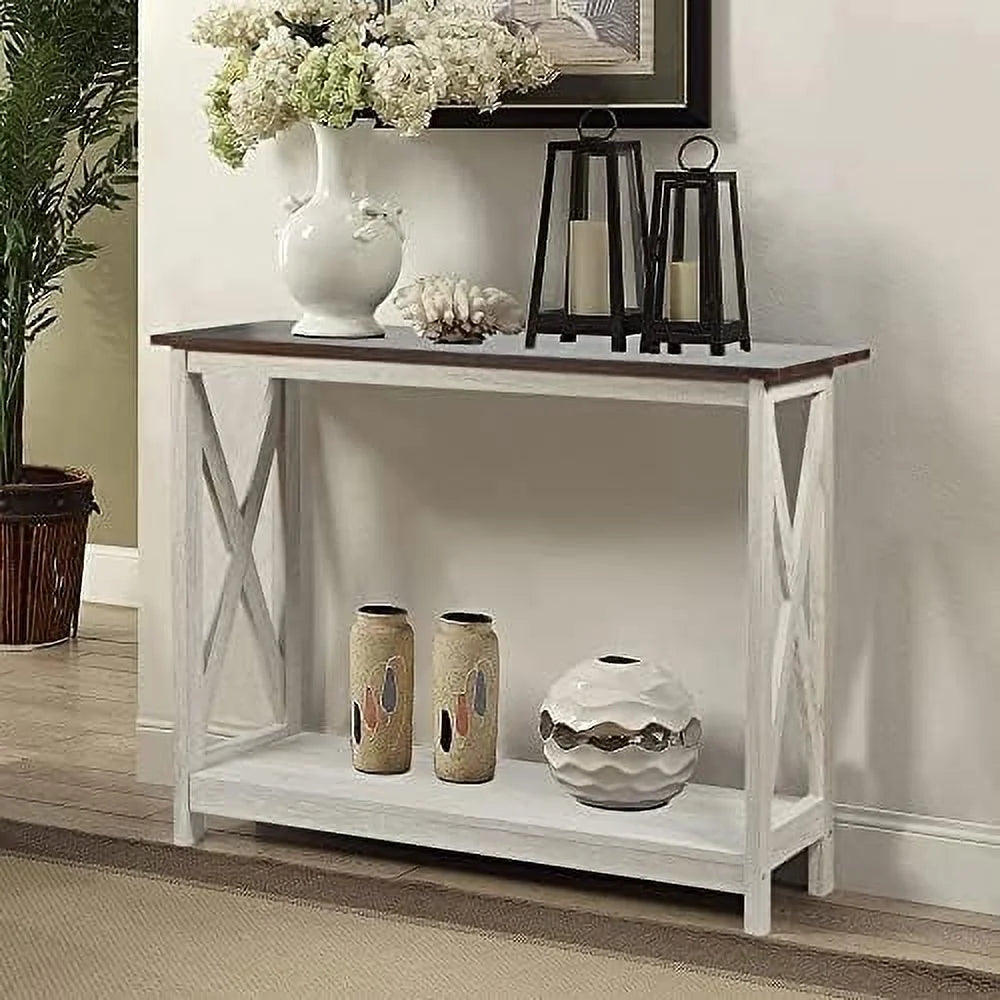 White Oak 2-Tier Console Table E692