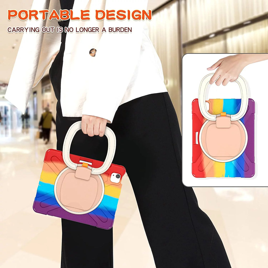 iPad Case with Rotatable Stand Shoulder Strap Pencil Holder Shockproof Silicone E40267