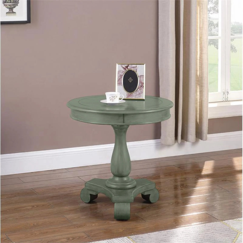 Round Engineered Wood End Table in Green J7870