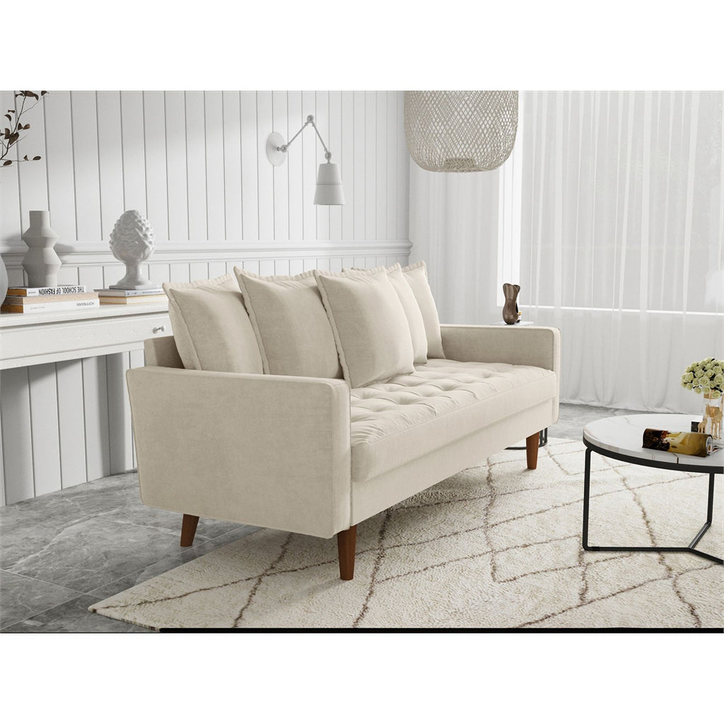Beige Velvet Upholstered Sofa Z772