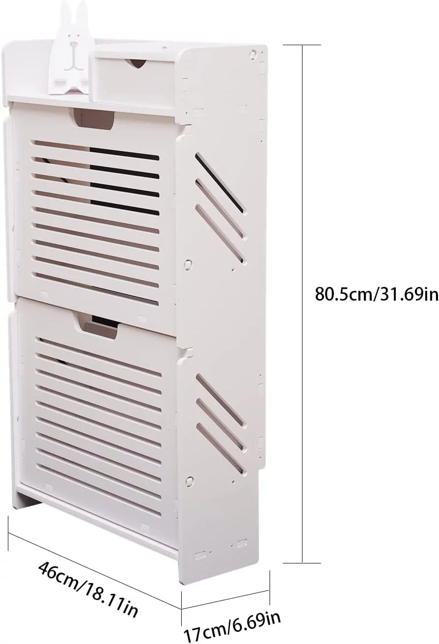 White Narrow Shoe Storage Cabinet E178