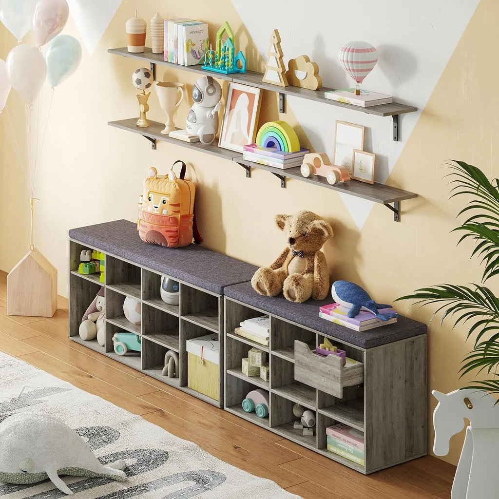 12 Cubbies Shoe Bench with Cushion E42138