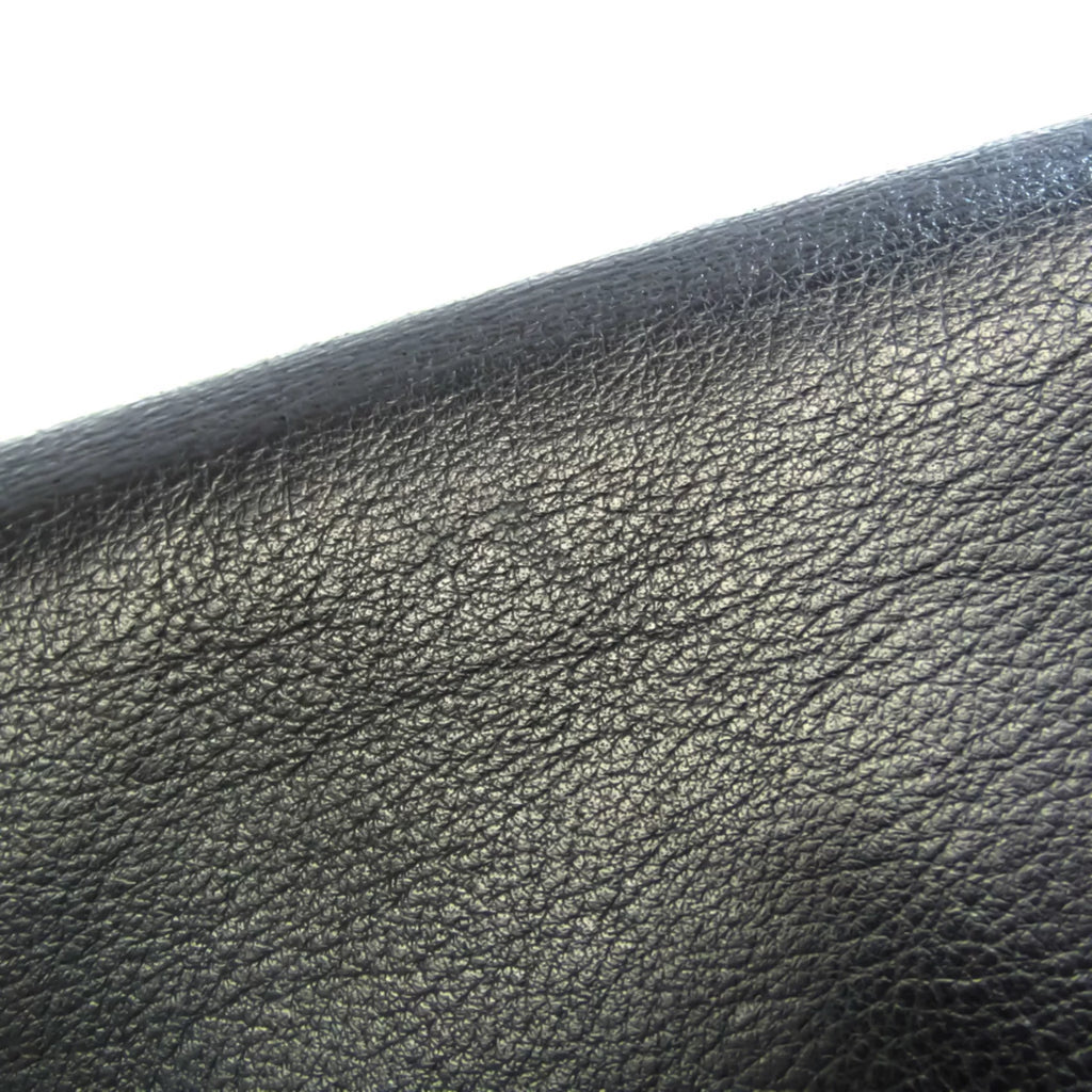 Pre-Owned Black Leather Long Wallet O8807