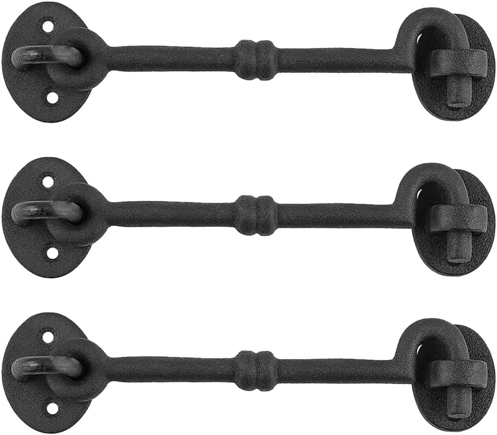 Black Wrought Iron Cabin Hook Eye 7 Inches Long Pack of 6 T4179