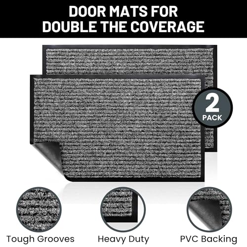Front Door Mat 30x17 inches 2-Pack Gray L239