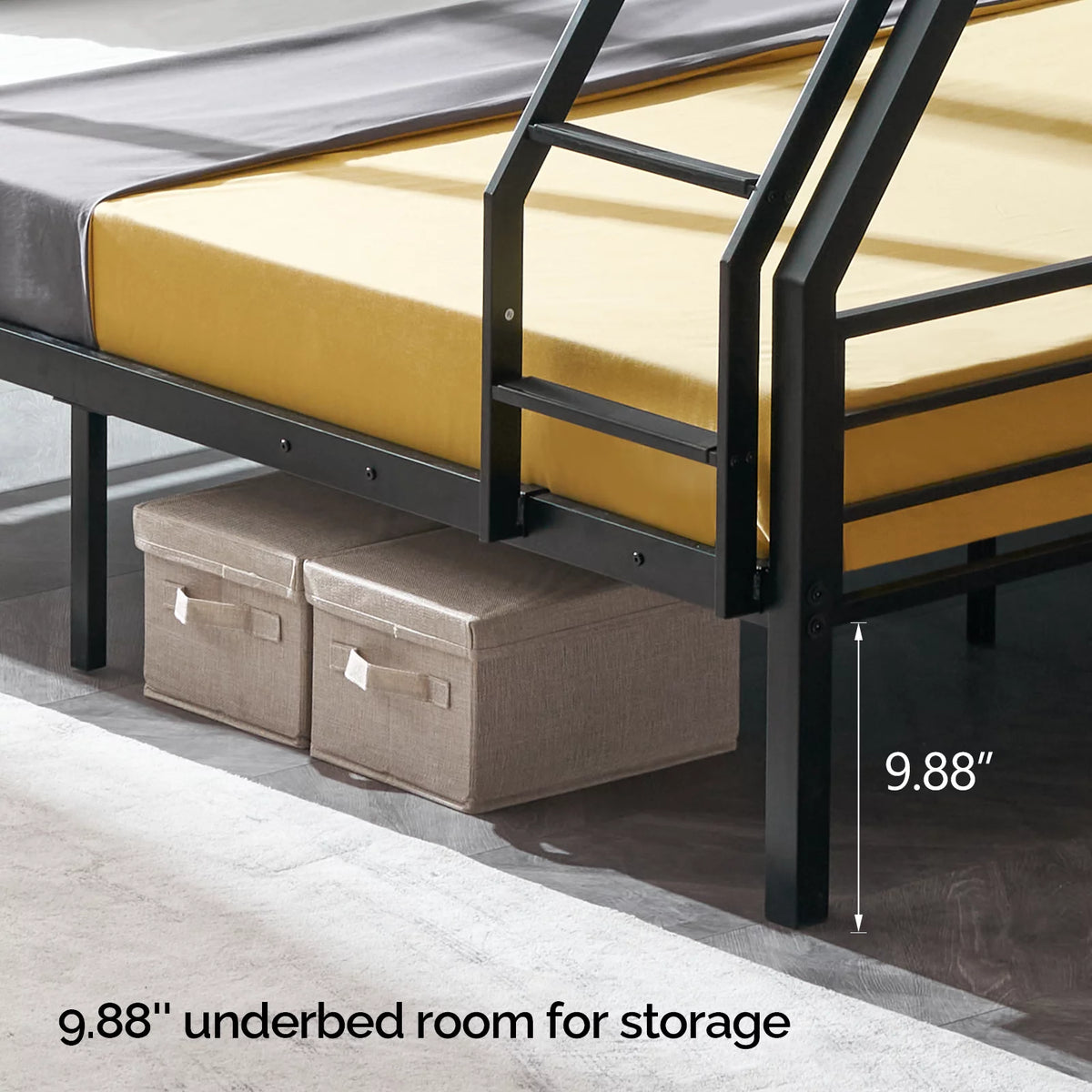 Twin over Full Metal Bunk Bed with Ladder and Guardrail K34389
