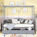 Gray Wood Canopy Bed with Storage and 2 Drawers Z64712