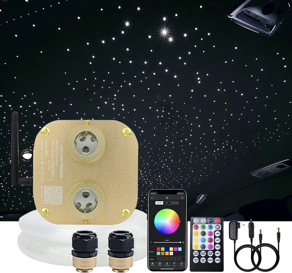 Fiber Optic Light Kit 20W RGBW Dual-Head Star Ceiling Light with 620pcs Mixed Fiber Optic Strands F195602