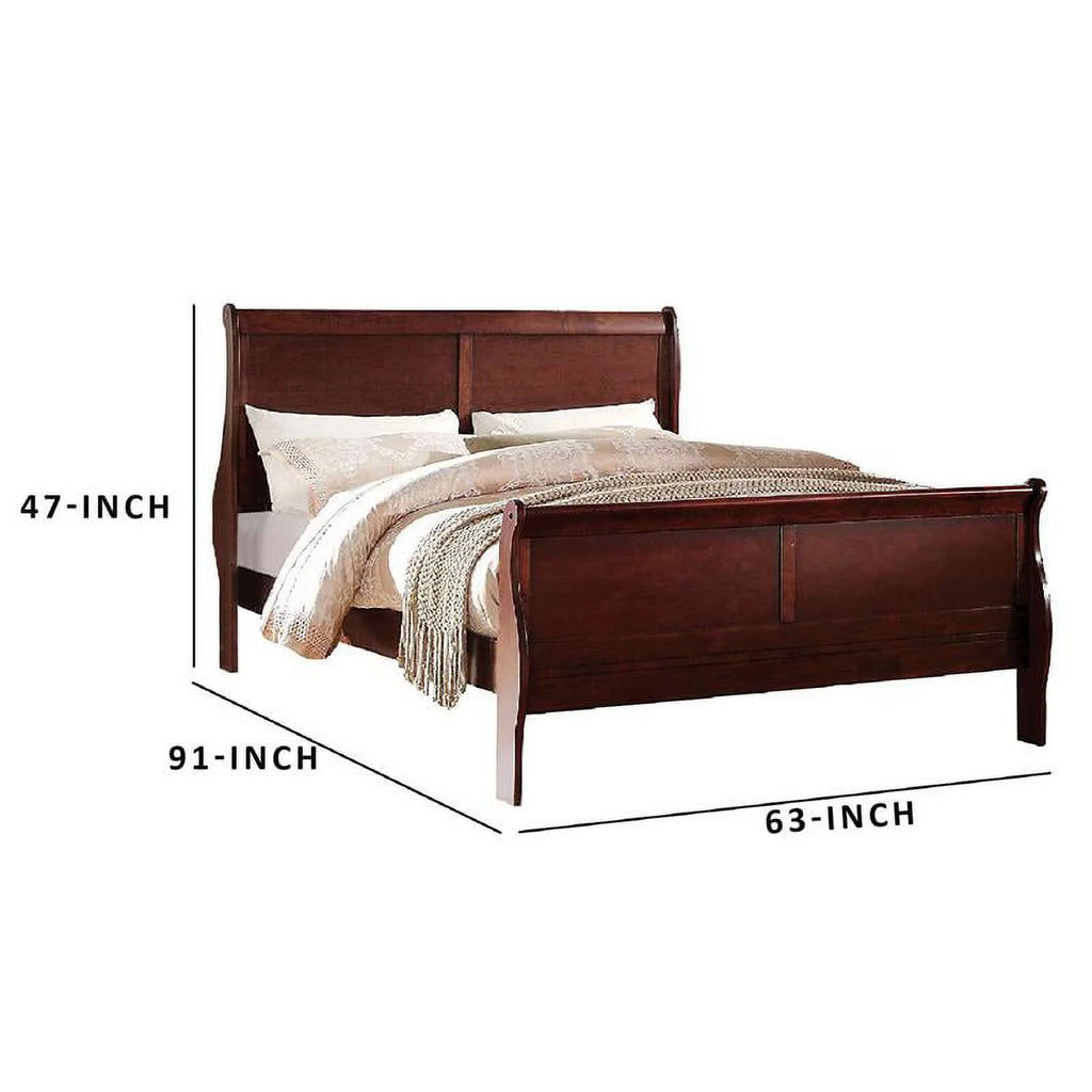 Brown Wood Queen Sleigh Bed V670