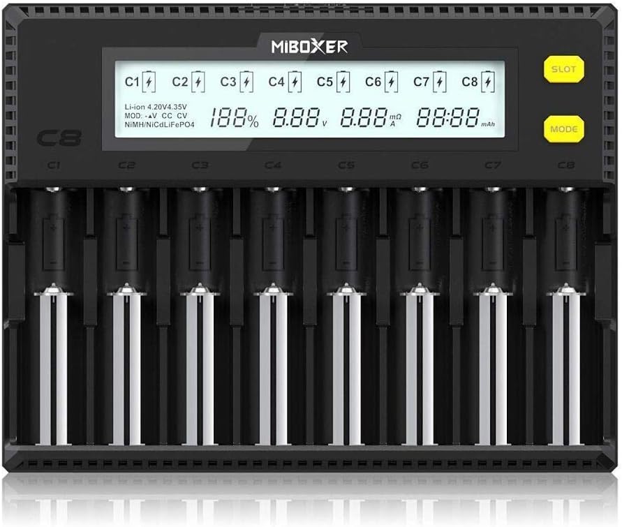 8-Bay Smart Battery Charger with LCD Display O46932