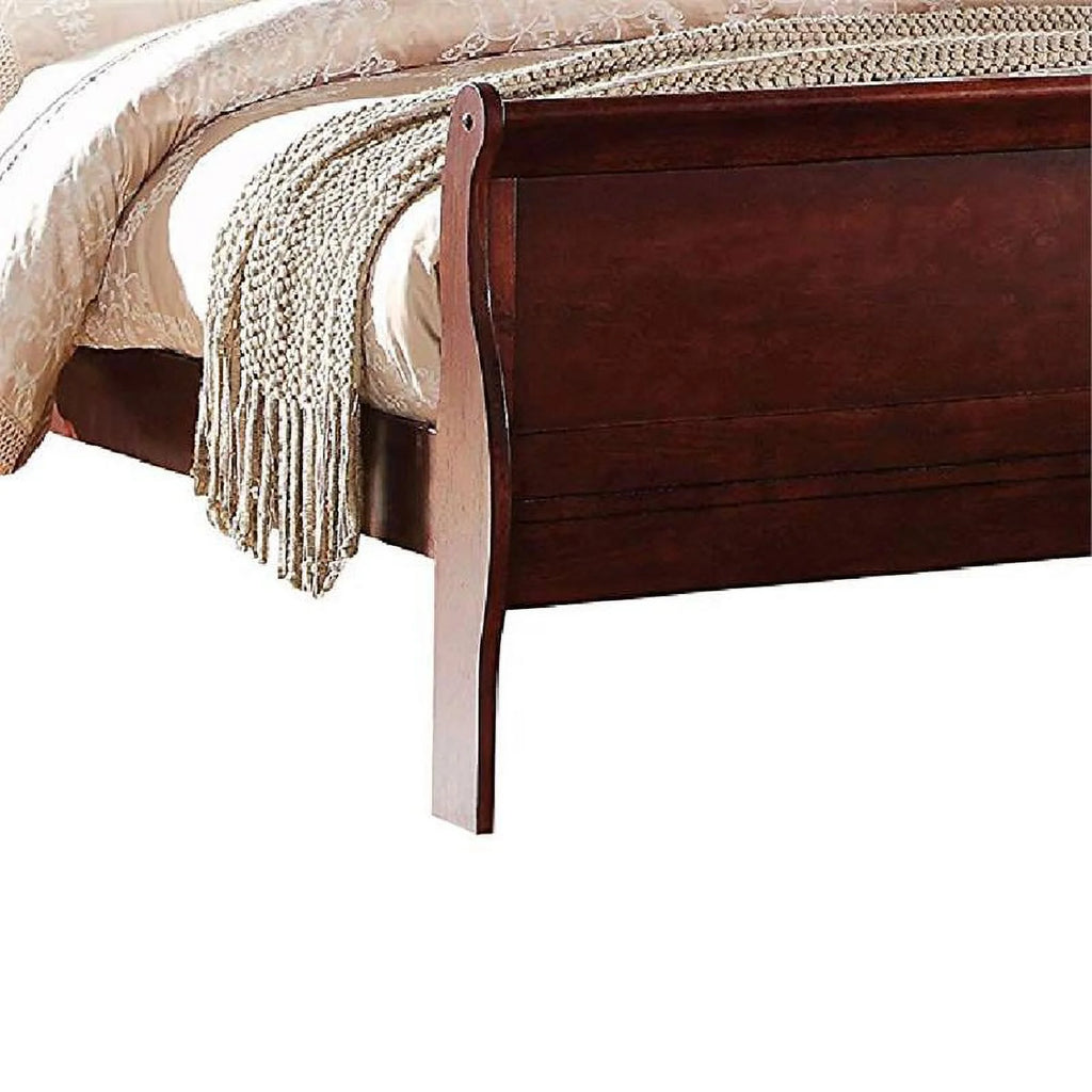 Brown Wood Queen Sleigh Bed V670