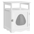 White Wooden Cat Litter Box with Open Shelf D912207