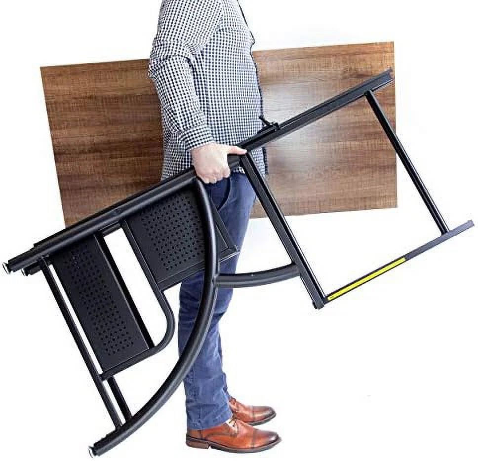 Folding Wooden Computer Desk with Bottom Shelf Black S195846