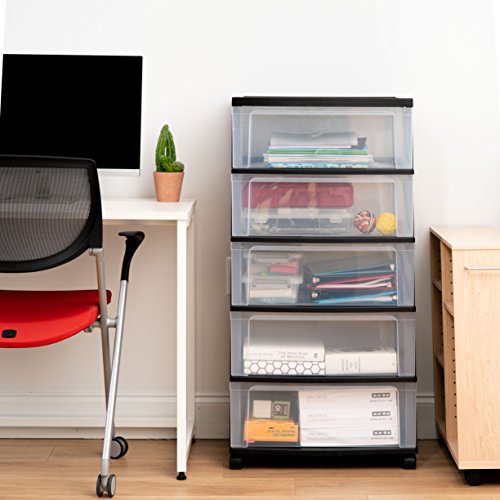 Black Plastic 5 Drawer Rolling Storage Organizer T8466