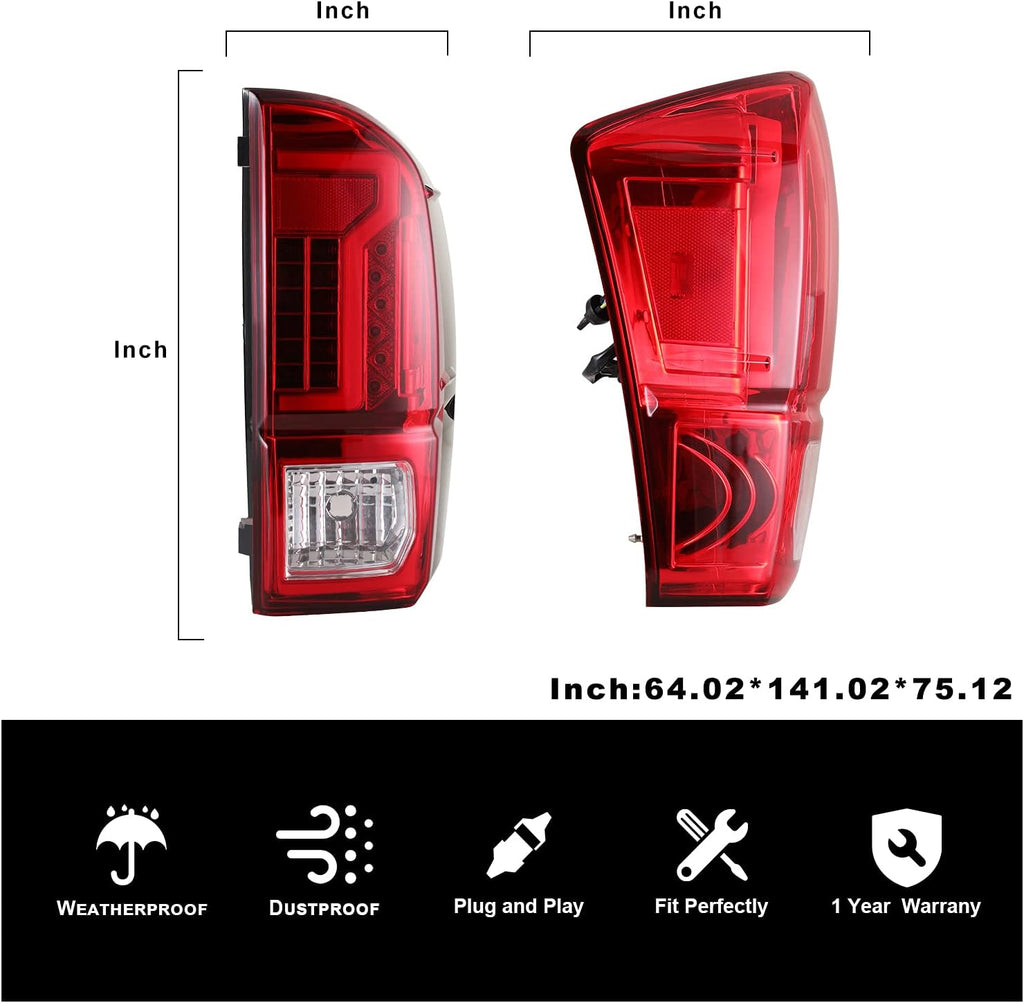 Black Housing Red Lens LED Tail Lights for Toyota Tacoma P332339