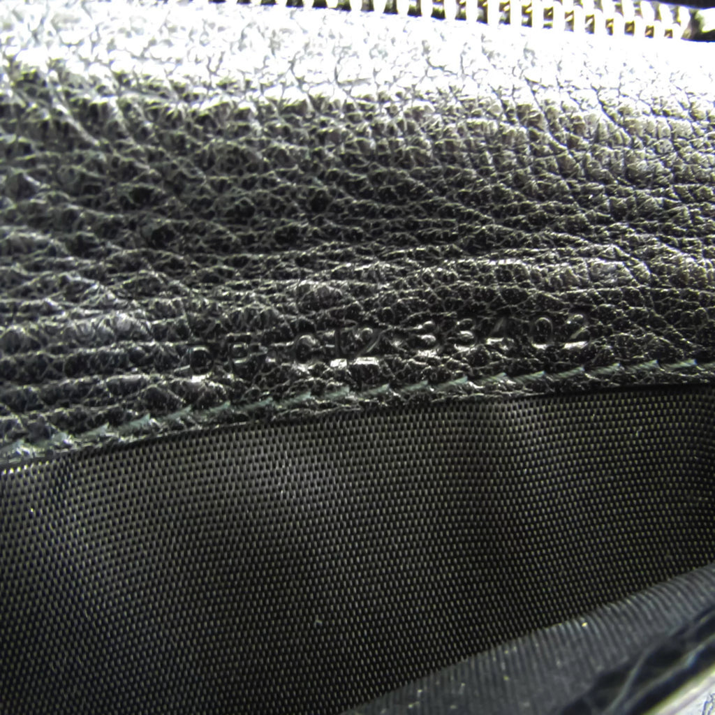 Pre-Owned Black Leather Long Wallet O8807