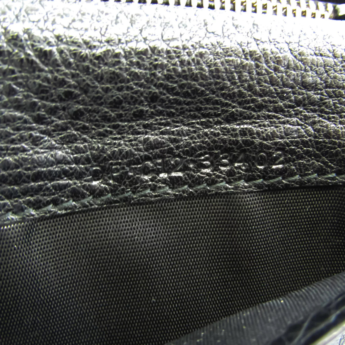 Pre-Owned Black Leather Long Wallet O8807