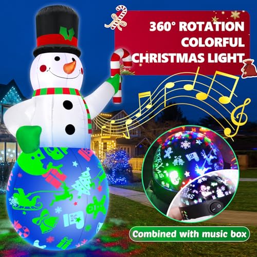 7Ft Christmas Inflatable Snowman with Music Box and Rotating LED Lights Z85469