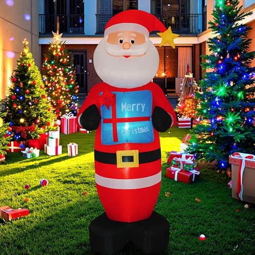 8FT Inflatable Santa Claus with Gift Box and LED Lights E2689