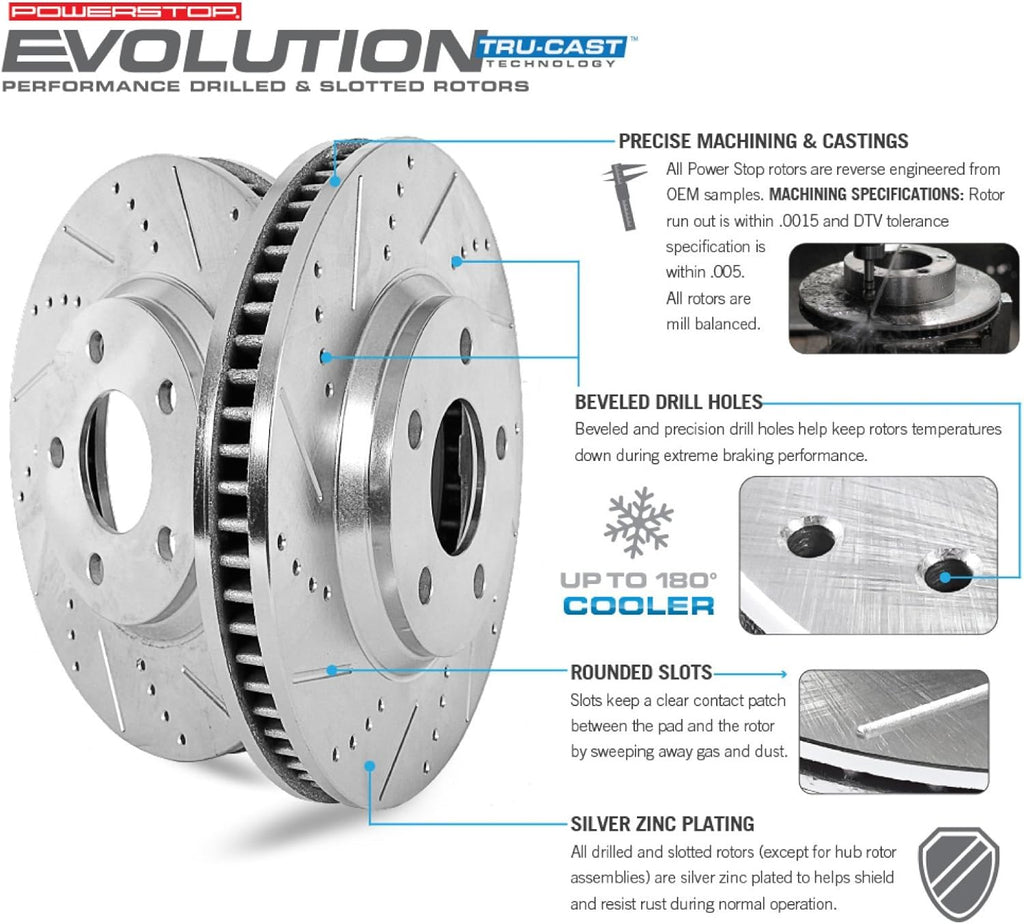 Front and Rear Carbon Fiber Brake Pads with Drilled & Slotted Brake Rotors Kit W8040