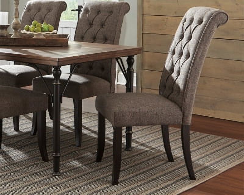 Brownish Gray Tufted Upholstered Armless Dining Chair, Set of 2 D4811