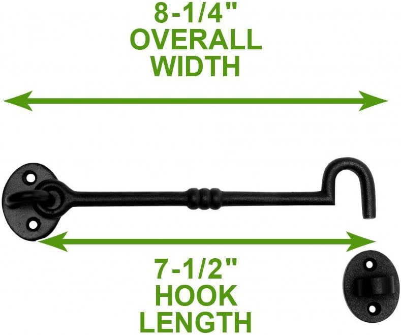 Black Wrought Iron Cabin Hook Eye 7 Inches Long Pack of 6 T4179