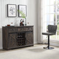 Dark Rustic Oak Coffee Bar Cabinet Sideboard Buffet with Wine and Glass Rack, Drawers, Storage Shelves J61350