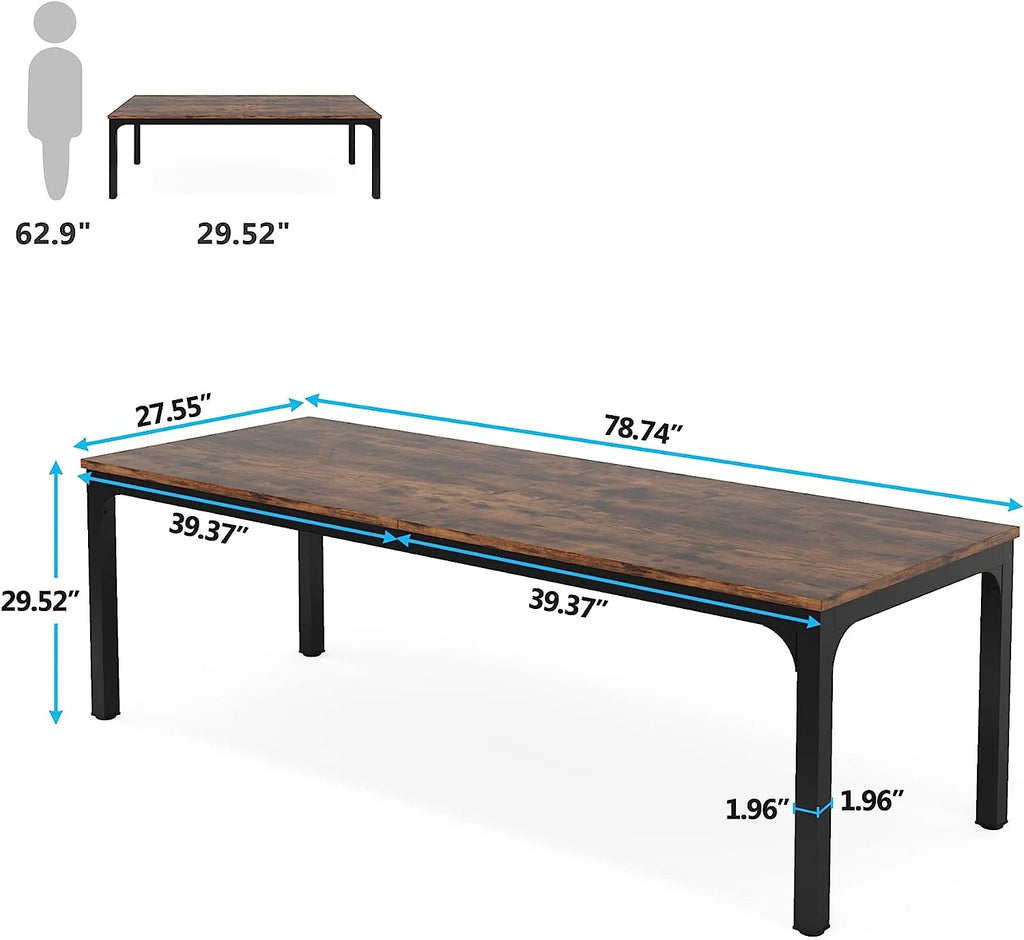 78.7 inches Extra Long Computer Desk with Adjustable Foot Pads, Rustic Brown A6043
