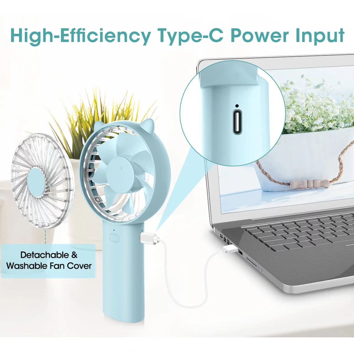 4 Speeds Mini Handheld Fan USB Rechargeable Q6259