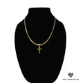 14k Bonded Gold Necklace with Red Rose Cross Pendant, 14K Cuban Chain Necklace U2956