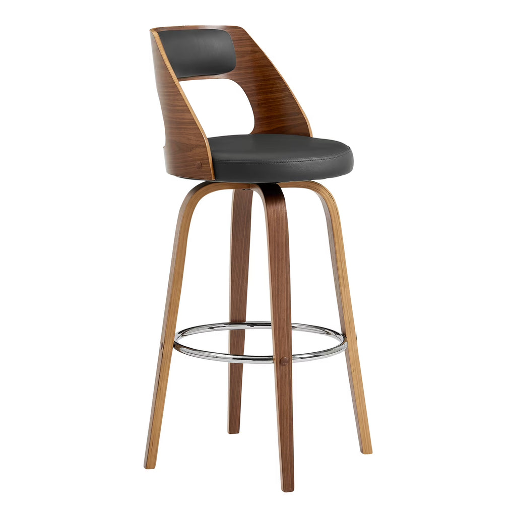 Gray Swivel Counter Stool with Wooden Back U842331