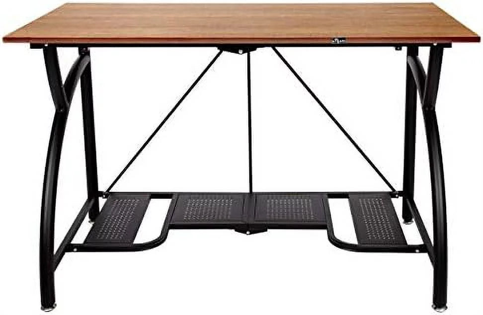 Folding Wooden Computer Desk with Bottom Shelf Black S195846