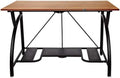 Folding Wooden Computer Desk with Bottom Shelf Black S195846