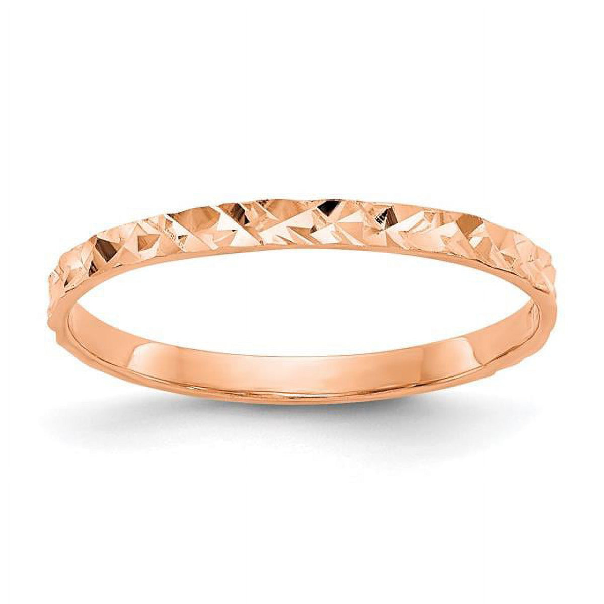 14K Rose Gold Diamond-Cut Design Band Childs Ring - Size 3 J95493