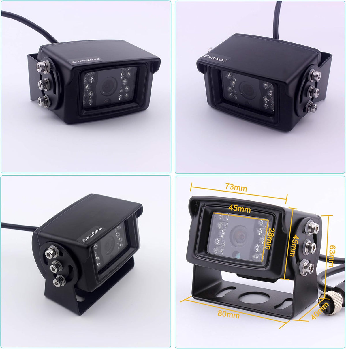 9 inch Quad Split Screen Backup Camera System for Truck Trailer RV Van Caravan Camper B5947