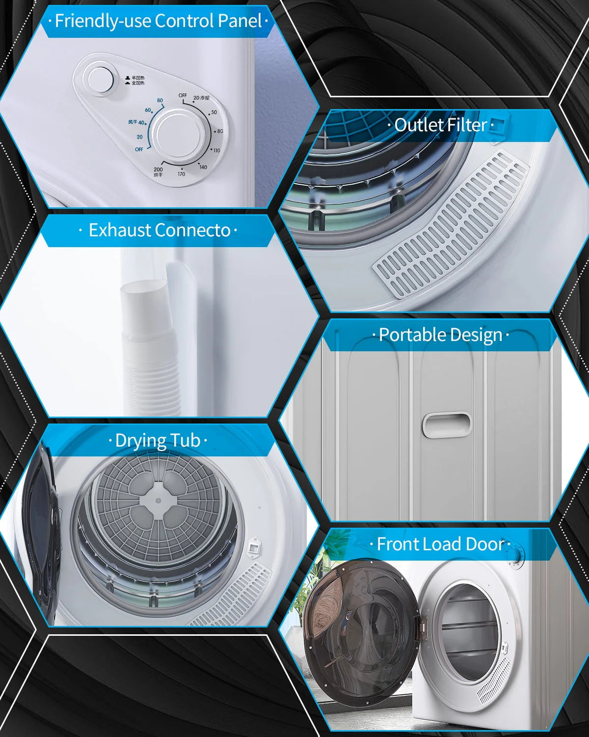 13 lbs Front Load Portable Electric Dryer with Stainless Steel Tub F62471