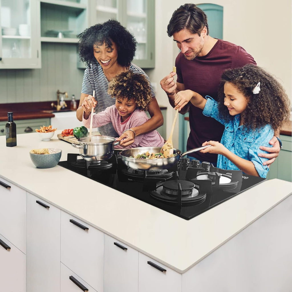 30 Inch 5 Burner Gas Cooktop with Cast Iron Grates W256