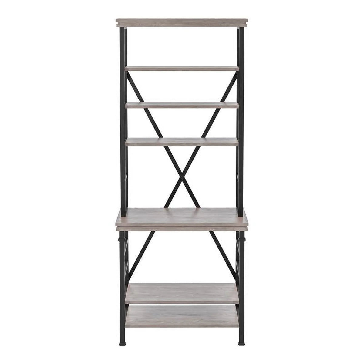 Antique White 6-Shelf Metal Bookcase W7362