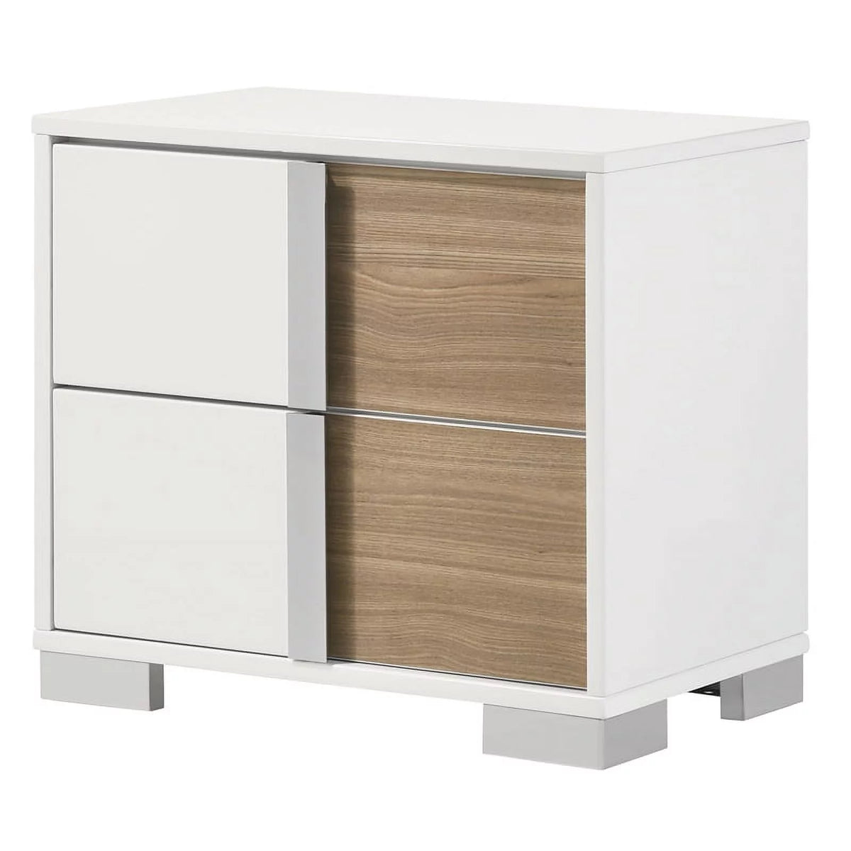 White Wood 3pc Queen Bedroom Set with 2 Nightstands I3654