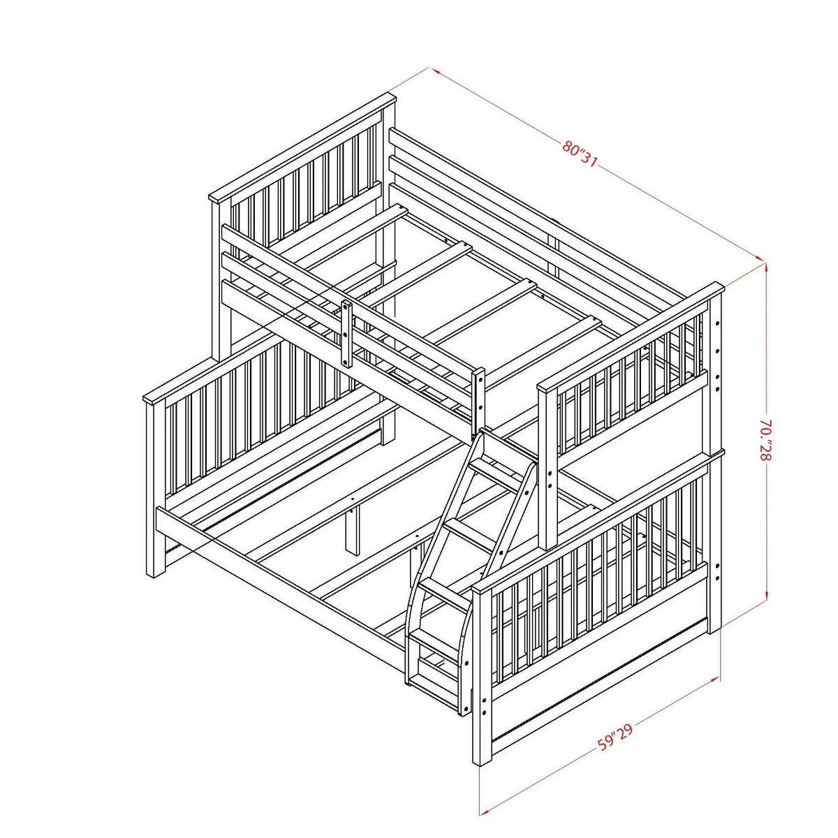 Oak Youth Bunk Bed V8388