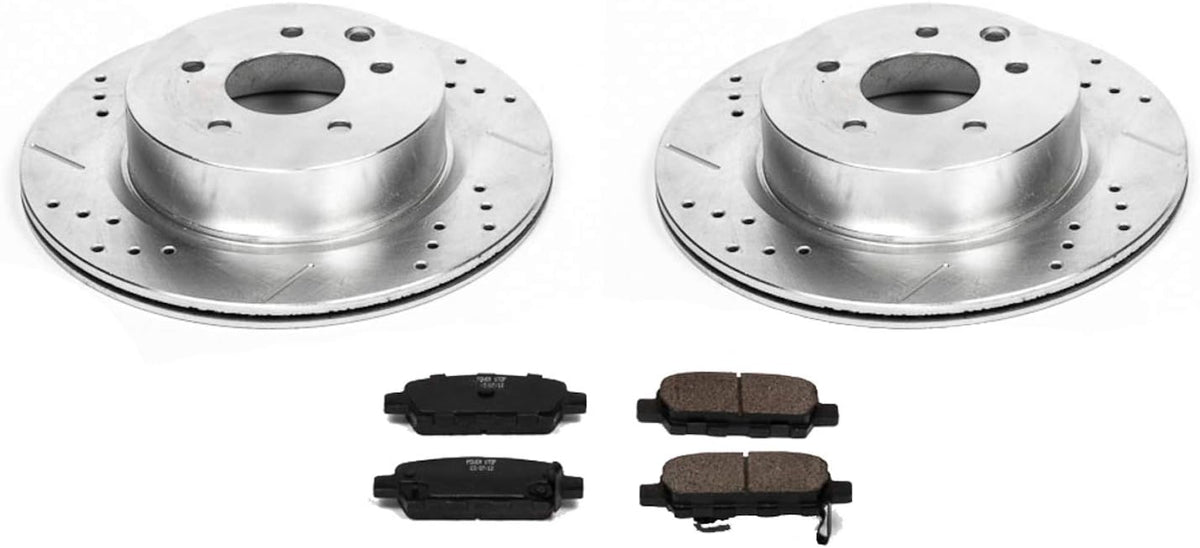 Rear Z23 Carbon Fiber Brake Pads with Drilled & Slotted Brake Rotors Kit M30290