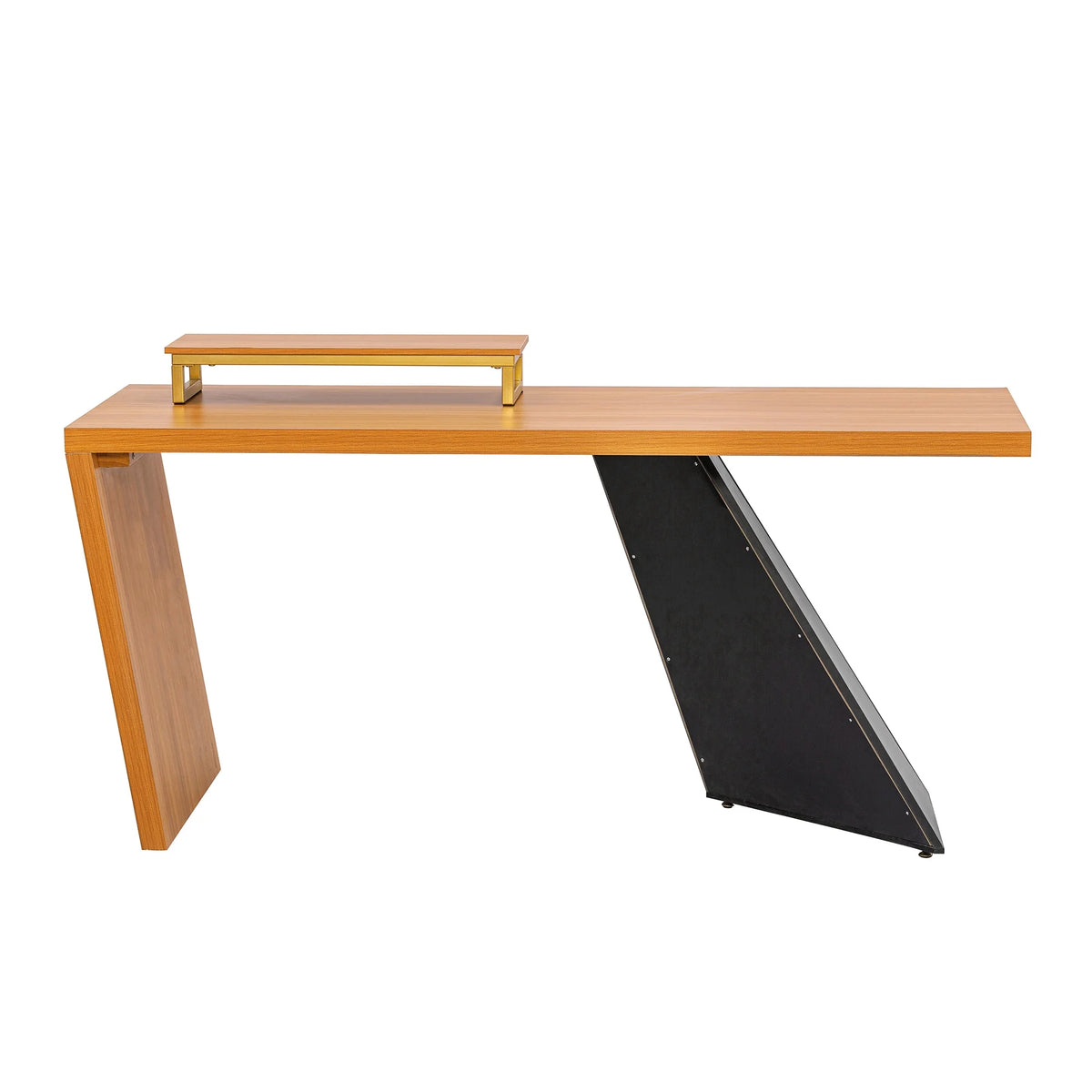 63" Rustic Industrial Wooden Writing Desk with Monitor Stand U3369