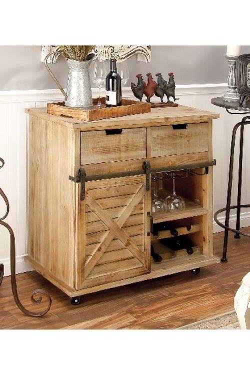 Rustic Fir Wood Storage Cabinet X932286