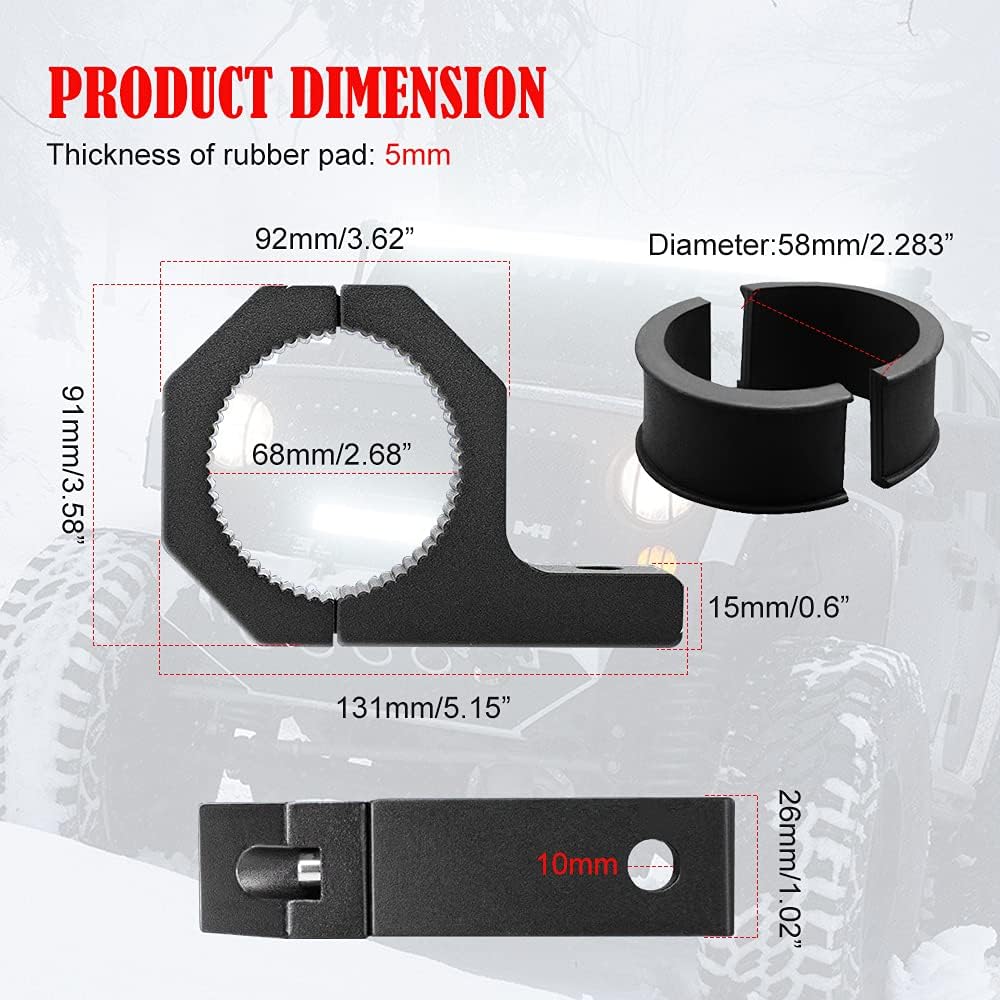 2.283 Inch LED Mounting Brackets Tube Clamp Mount 2PCS U9637