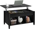 Black Lift Top Wood Coffee Table with Storage Shelf G9168