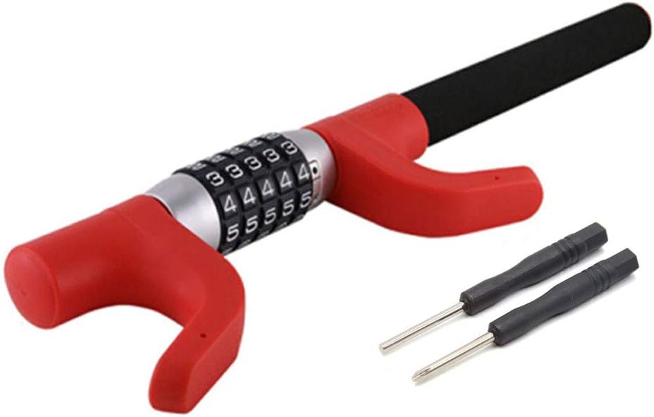 5 Digit Combination Steering Wheel Lock Retractable Double Hook Steel Plastic Blue O843061