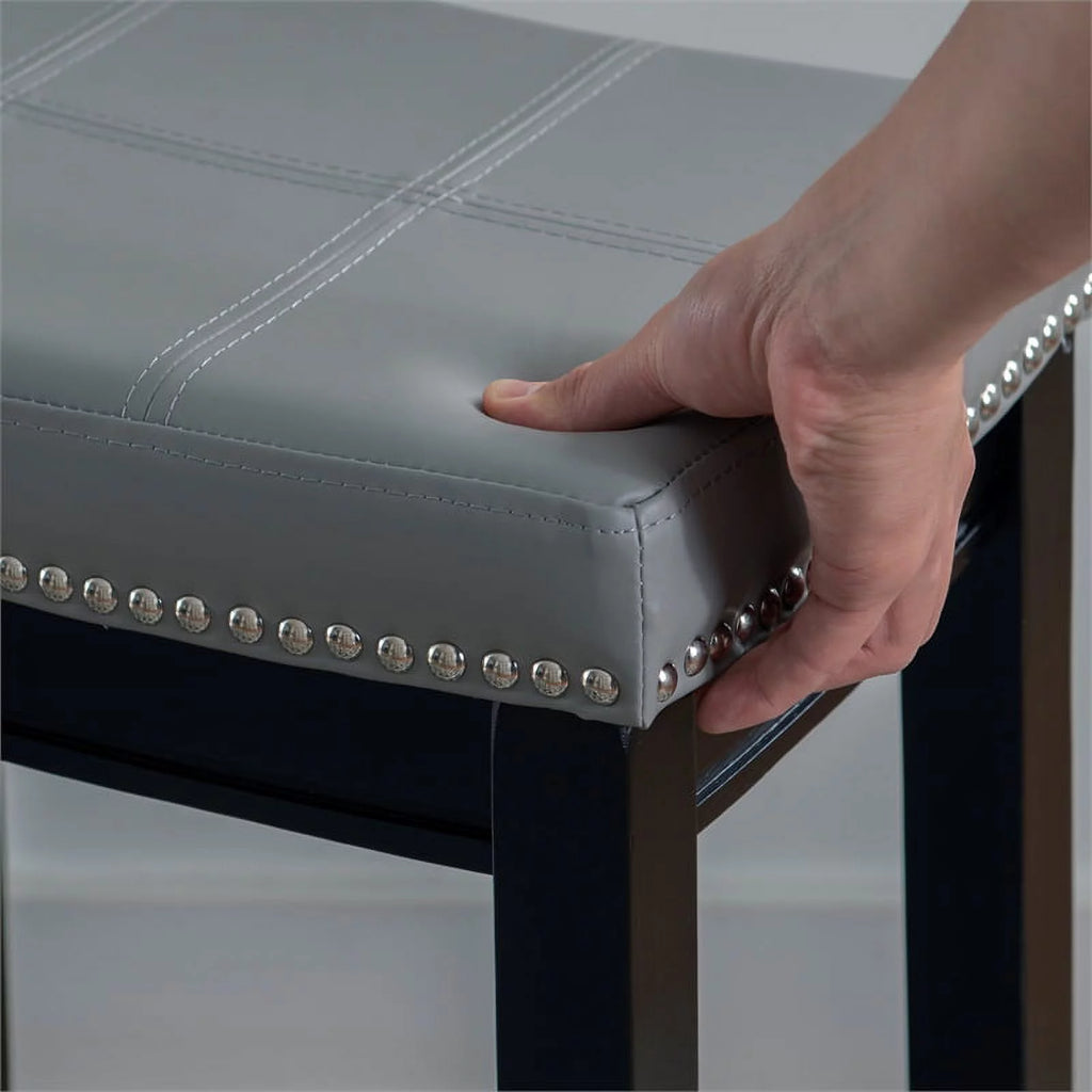 Gray Faux Leather Wood Backless Counter Stool N780697