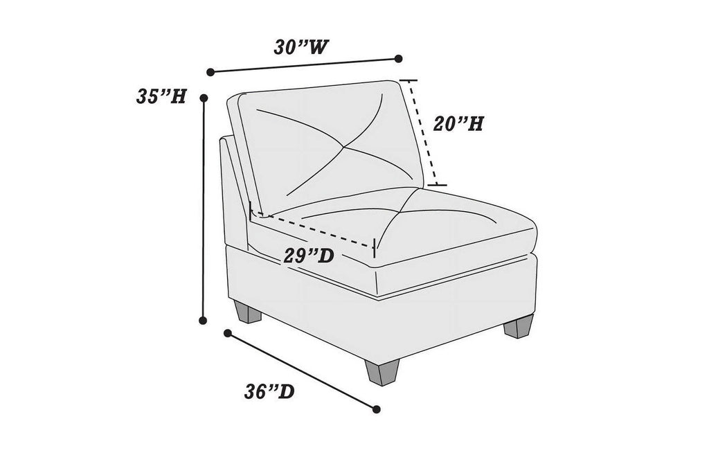 Genuine Leather Armless Chair Ink Blue Tufted Seat C66458