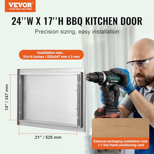 30W x 21H Inch 304 Stainless Steel Double Doors with Vents J61377