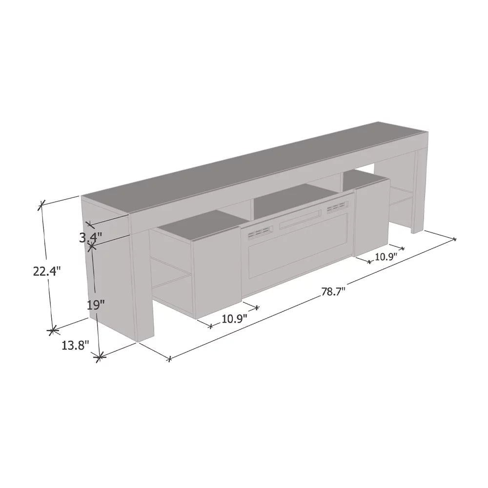 High Gloss Fireplace TV Stand with Storage Cabinets I583
